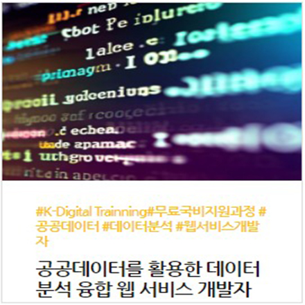 [웹개발 + 데이터분석] 공공데이터를 활용한 데이터 분석 융합 웹 서비스 개발자 양성과정 포스터