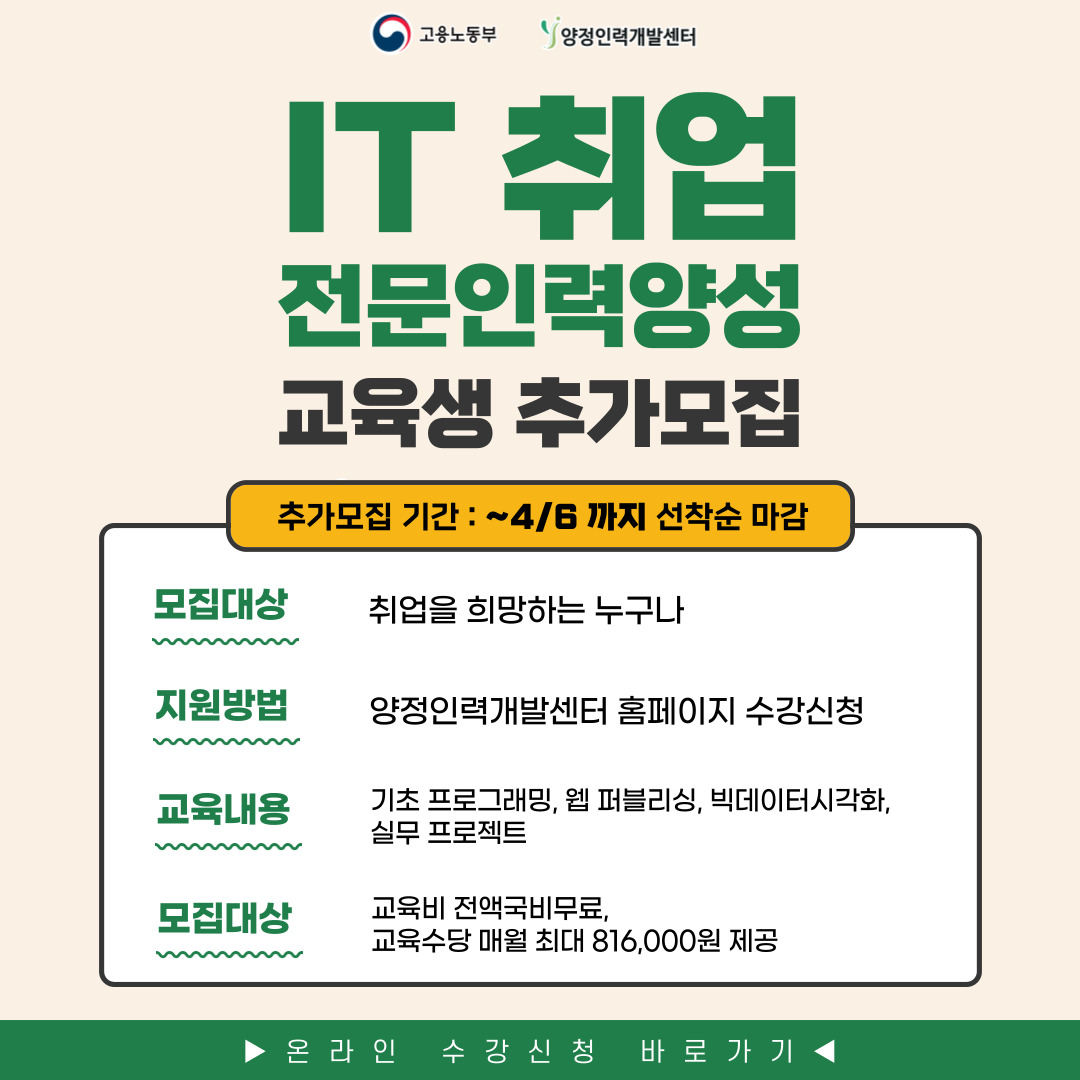 [부산/추가모집] 빅데이터 분석&시각화UI콘텐츠 개발(매월 최대 816,000원 제공/전액국비) 포스터