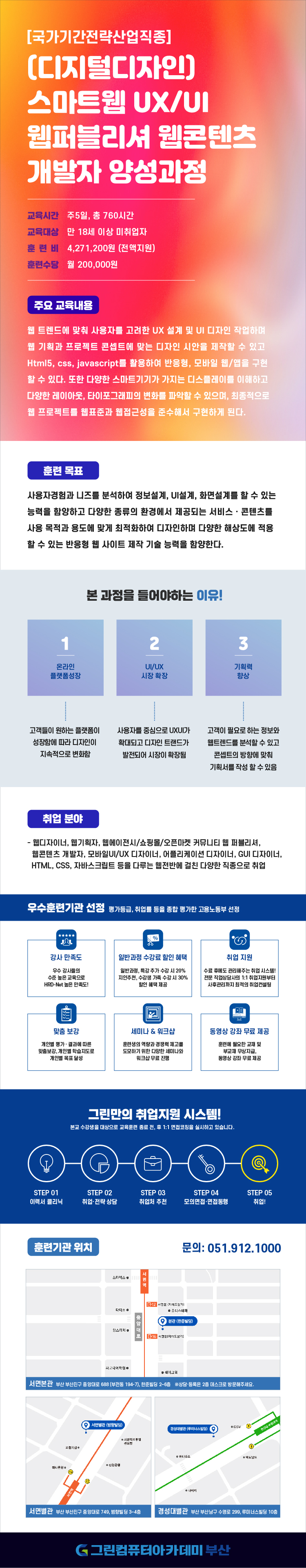 [국비전액지원] (디지털디자인)스마트웹 UX/UI 웹퍼블리셔 웹콘텐츠 개발자양성과정 포스터