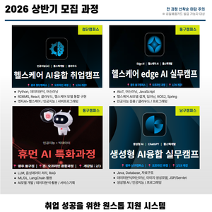 [스펙업 + 취업 연계 + 실무진 특강] IT 취업의 지름길! 캠퍼스별 AI 융합 SW 및 풀스택 개발자 과정