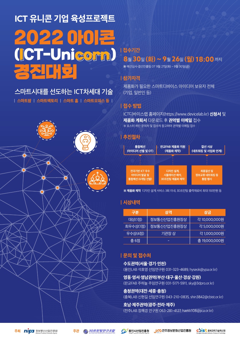 2022년 디바이스랩 전국 아이콘(ICT-Unicorn) 경진대회 포스터