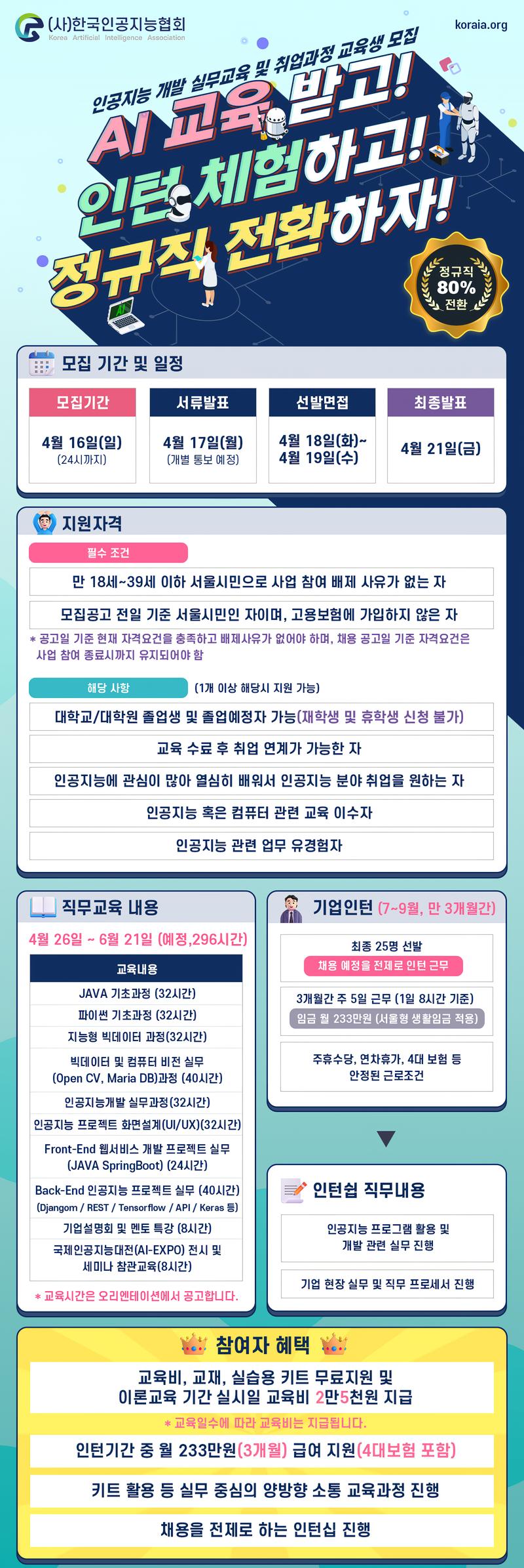 인공지능 개발 실무교육 및 취업 과정 포스터