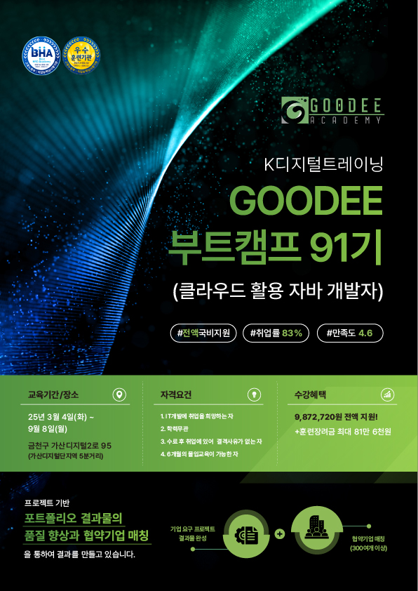 구디아카데미 클라우드(AWS) 활용 자바/스프링 부트캠프 포스터