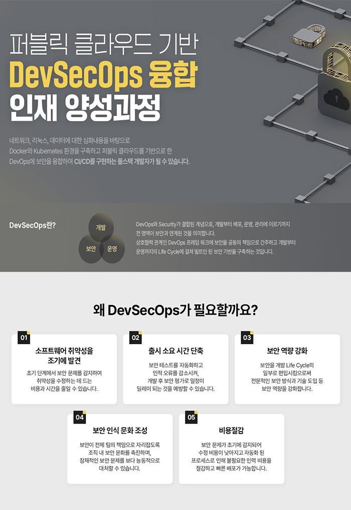 퍼블릭 클라우드 기반 데브섹옵스(DevSecOps) 융합 인재 양성 과정 포스터