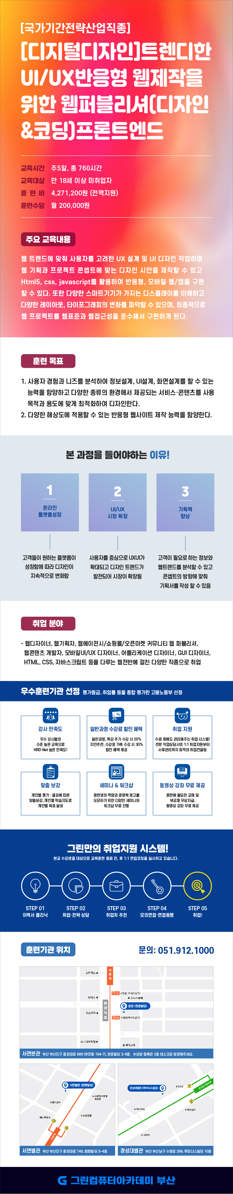 [국비전액지원] [디지털디자인]트렌디한 UI/UX반응형 웹제작을 위한 웹퍼블리셔(디자인&코딩)프론트엔드 포스터