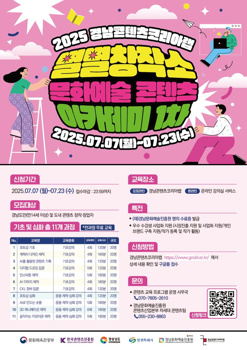 (경남콘텐츠코리아랩)2025년 별별창작소 문화예술 콘텐츠 아카데미 1차 교육생 모집 포스터
