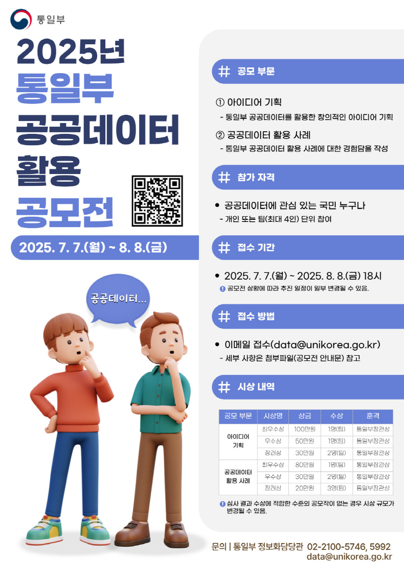 2025년 통일부 공공데이터 활용 공모전 포스터