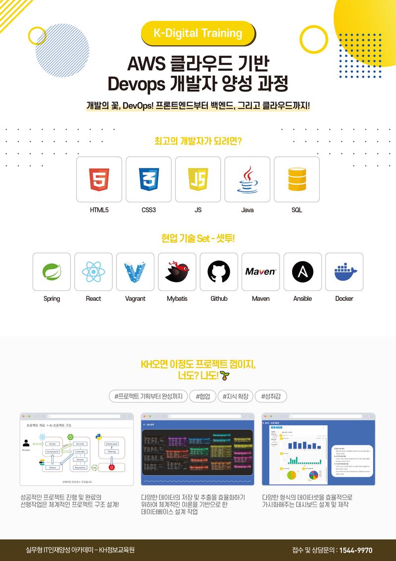 [KH정보교육원] AWS 클라우드 기반 Devops 개발자 양성 과정 포스터
