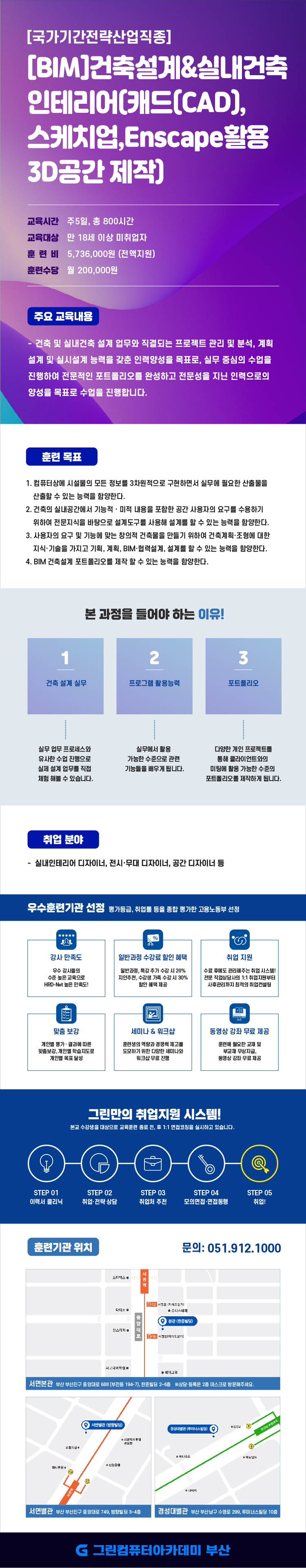 [국비전액지원] [BIM]건축설계&실내건축인테리어(캐드(CAD),스케치업,Enscape활용 3D공간 제작) 포스터