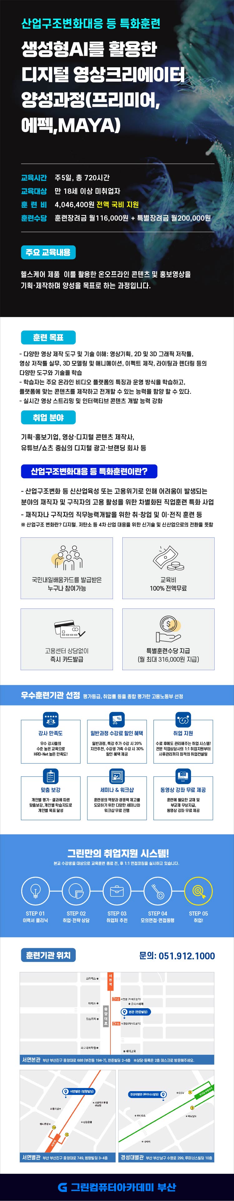 생성형AI를 활용한 디지털 영상크리에이터 양성과정(프리미어,에펙,MAYA) 포스터