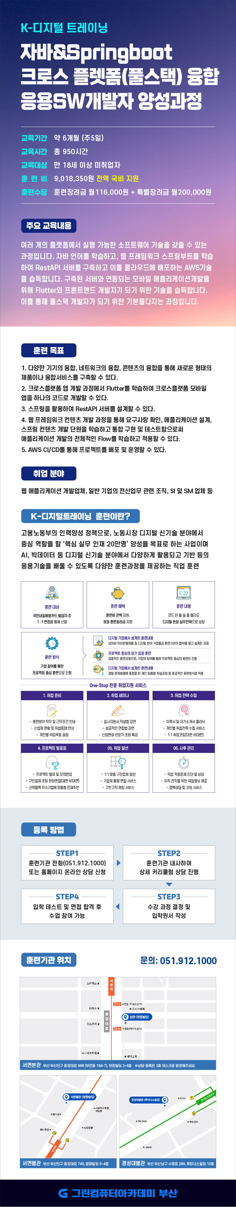 [K-디지털트레이닝] 자바&Springboot 크로스 플렛폼(풀스택) 융합 응용SW개발자 양성과정 포스터
