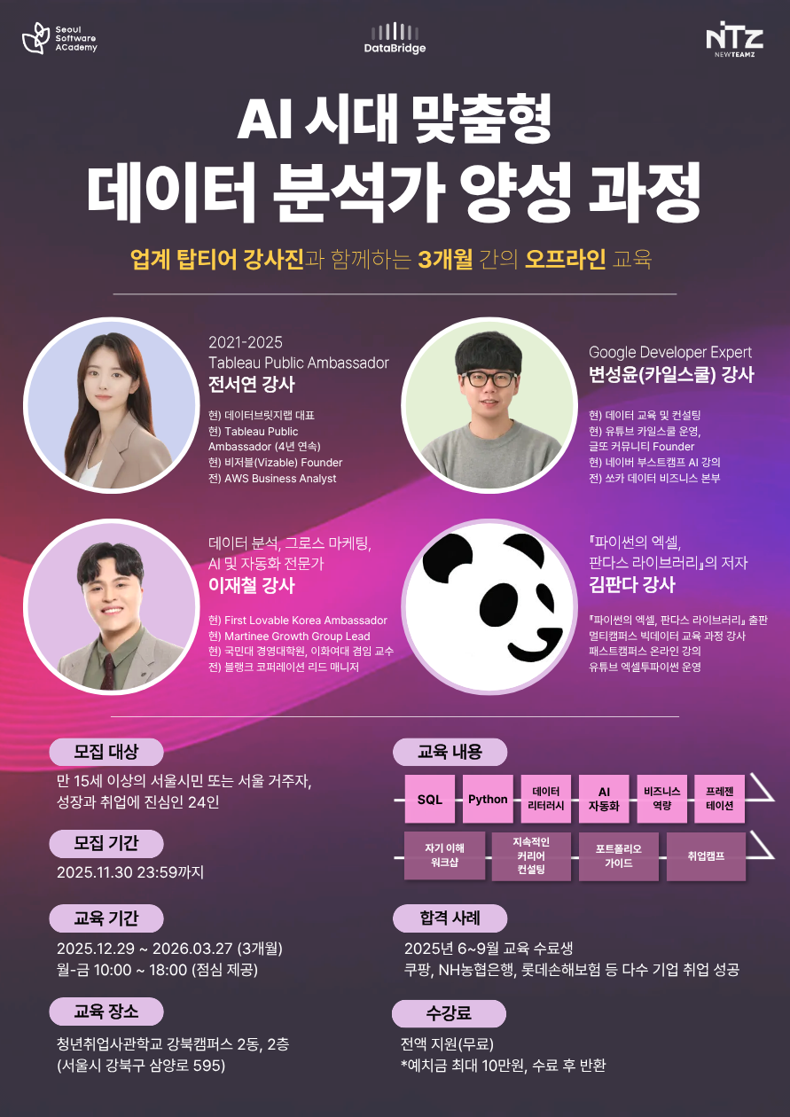 AI 시대 맞춤형 데이터 분석가 양성 과정 포스터