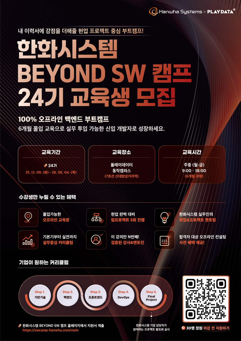 한화시스템 BEYOND SW 캠프 24기 포스터
