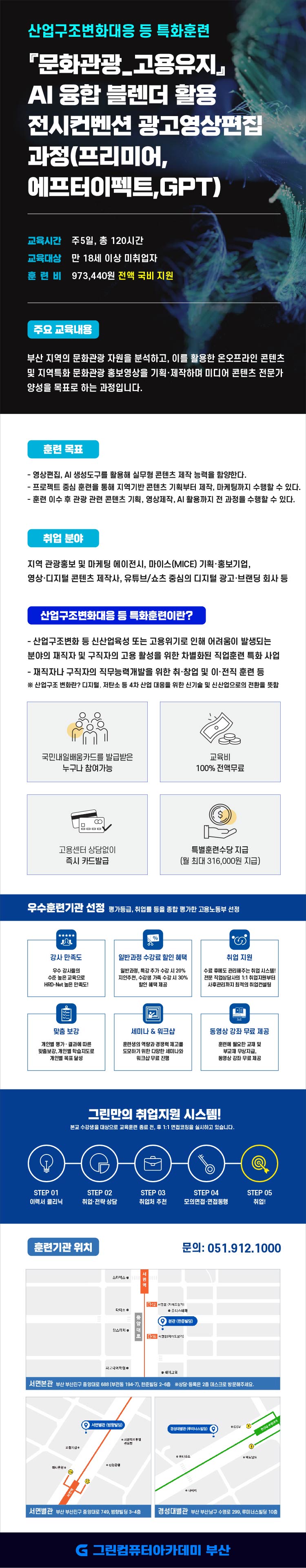『문화관광_고용유지』 AI 융합 블렌더 활용 전시컨벤션 광고영상편집과정(프리미어,에프터이펙트,GPT) 포스터