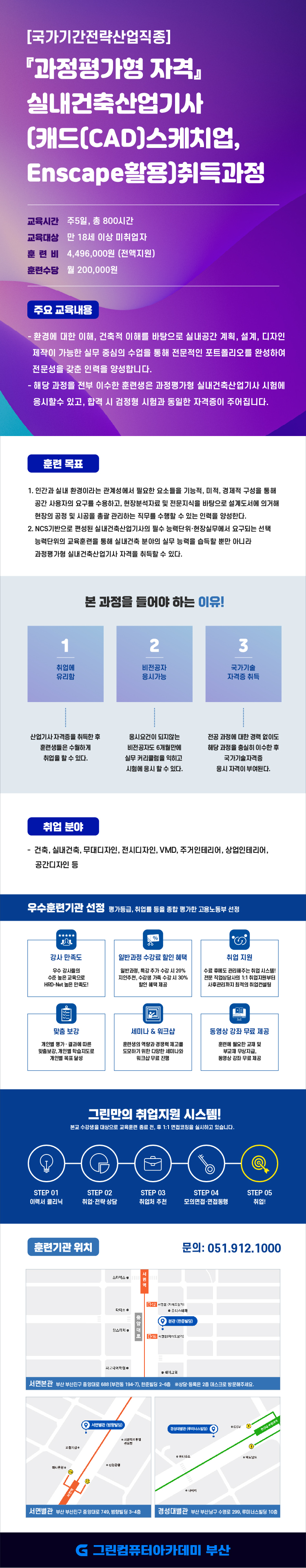 『과정평가형 자격』실내건축산업기사(캐드(CAD)스케치업,Enscape활용)취득과정 포스터