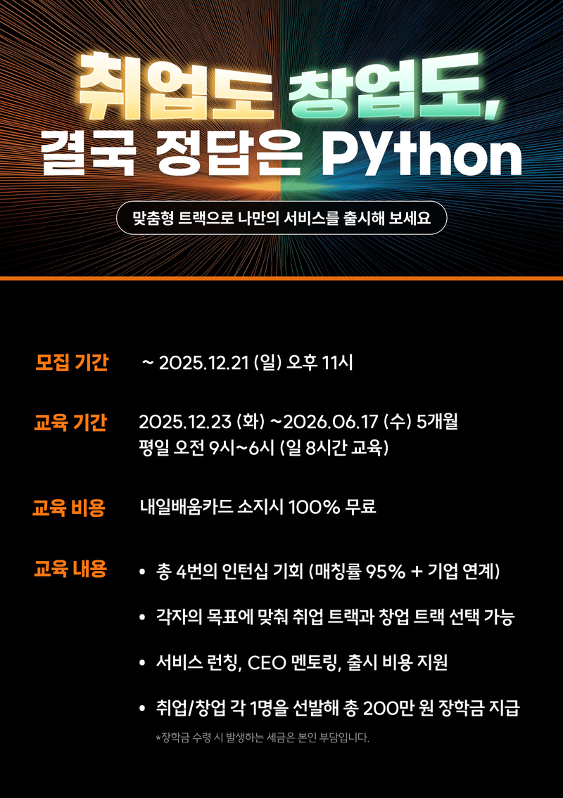 멋쟁이사자처럼 파이썬 부트캠프 3기 포스터