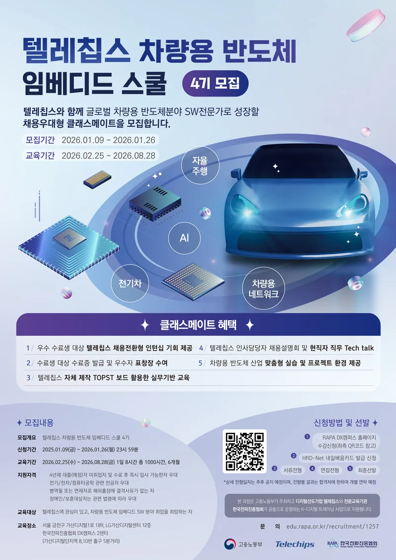텔레칩스 차량용 반도체 임베디드 스쿨 4기 포스터